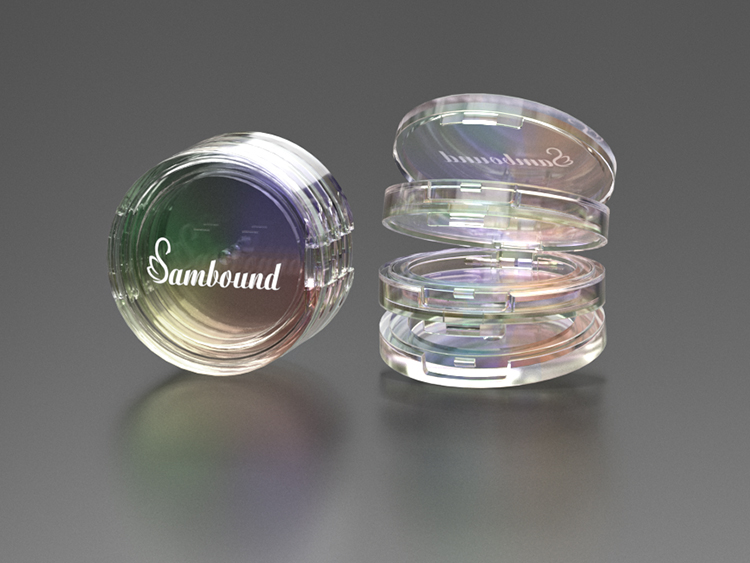 化妝品生產廠家定做電鍍幻彩粉餅盒 化妝品生產廠家定做電鍍幻彩粉餅盒