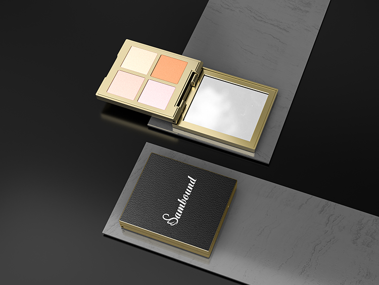 仿皮革紋理四色眼影盤包裝加工定制